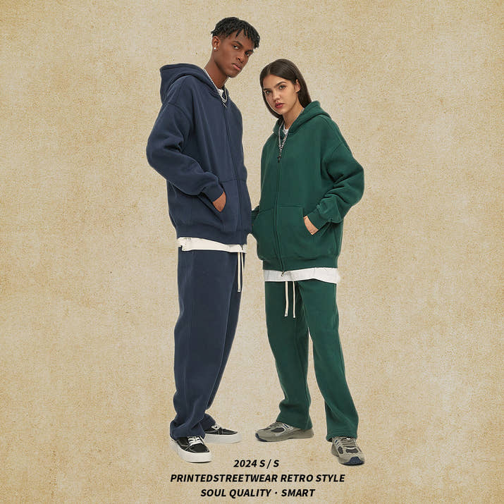 Loose Fashion Brand Hooded Men's Sweater Fleece-lined Thickened