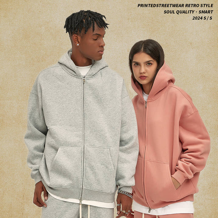 Loose Fashion Brand Hooded Men's Sweater Fleece-lined Thickened
