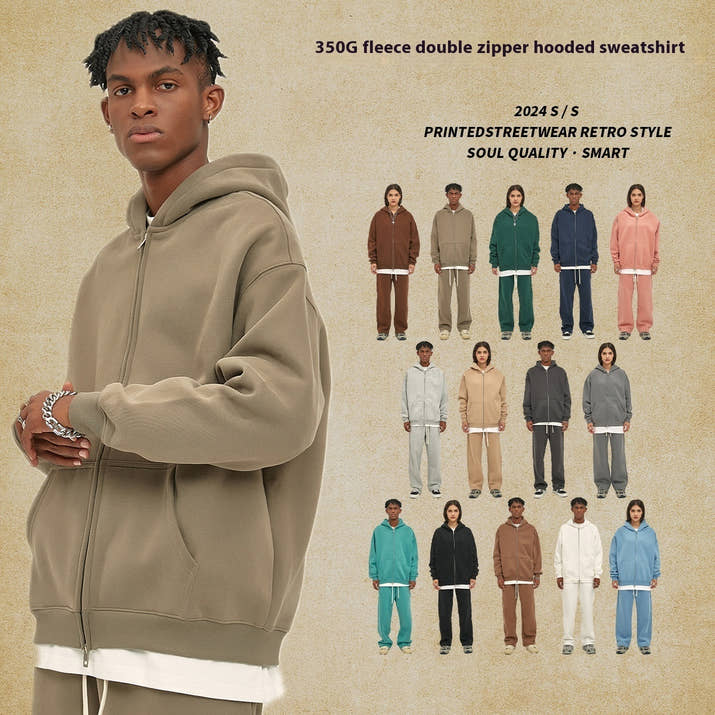 Loose Fashion Brand Hooded Men's Sweater Fleece-lined Thickened